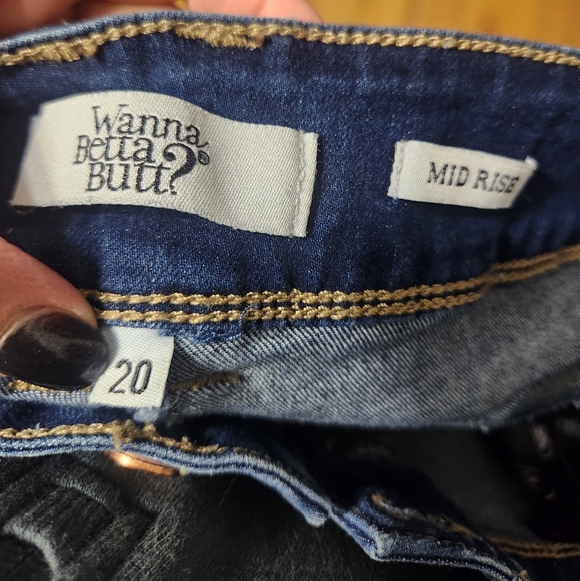 Women's Blue Distressed Ankle Jeans - Picture 2 of 3